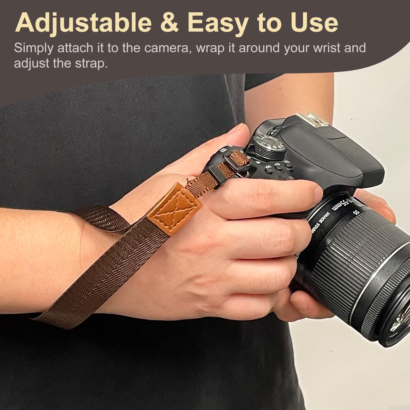 2pcs Camera Wrist Strap (Gray) Safety Adjustable Camera Hand Strap Lanyard