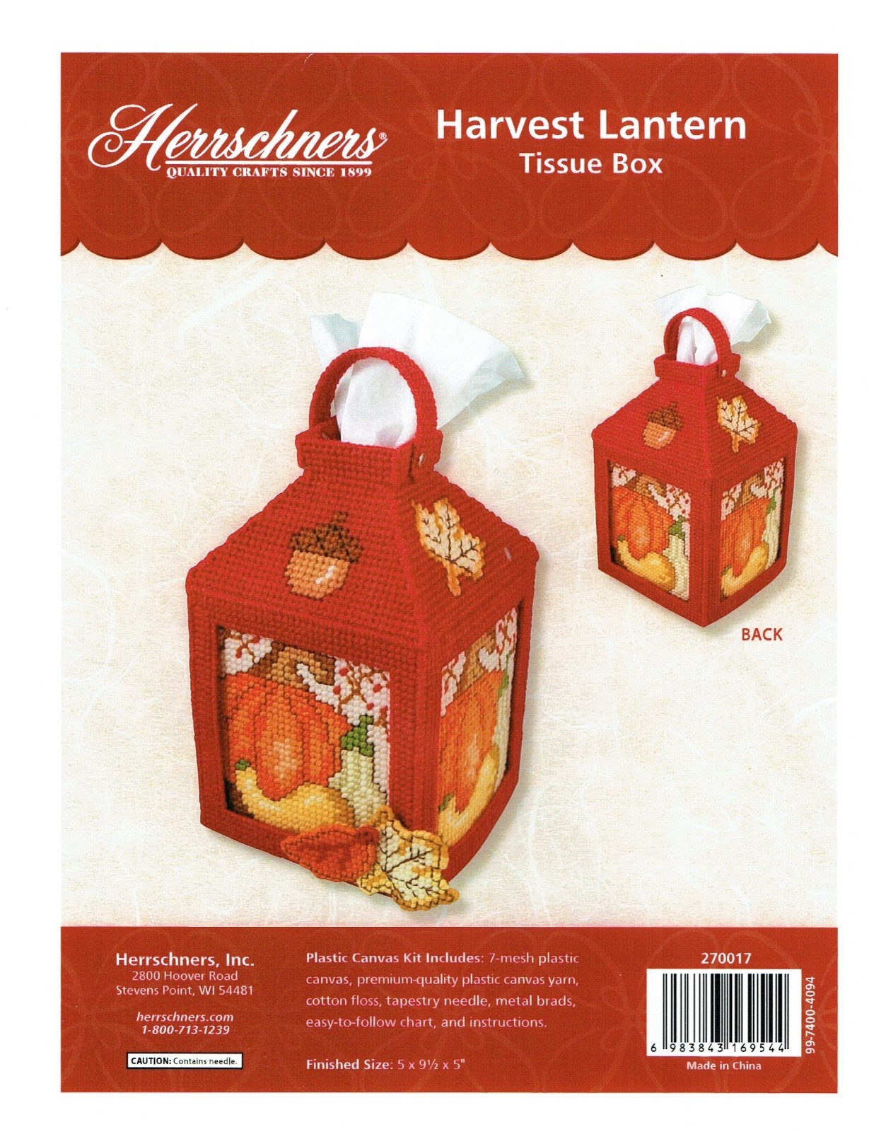 HARVEST LANTERN TISSUE BOX COVER  plastic canvas  PATTERN (#TF0324)