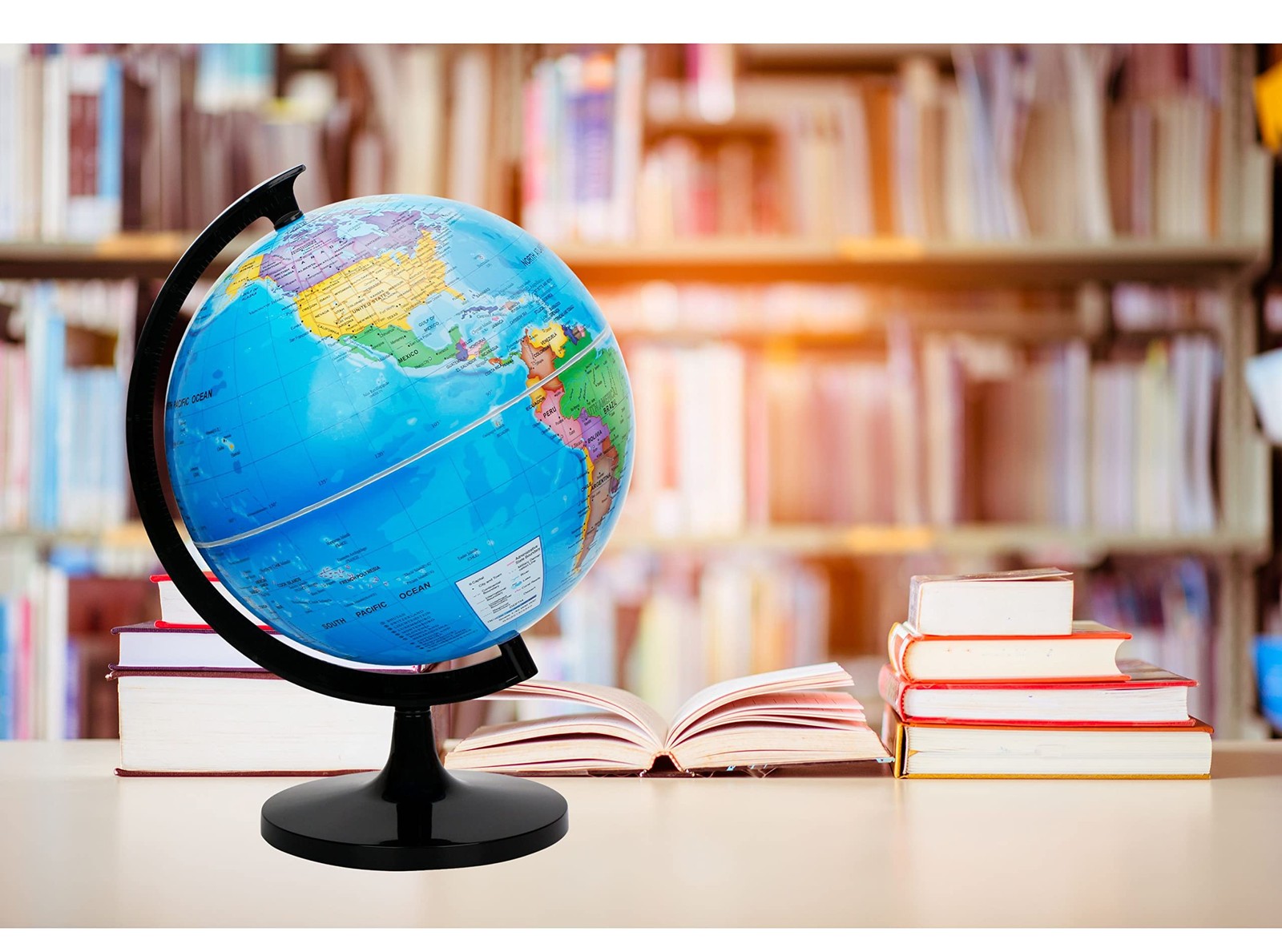 10" World Globe - Political Map Educational- Self Assembled School Globe