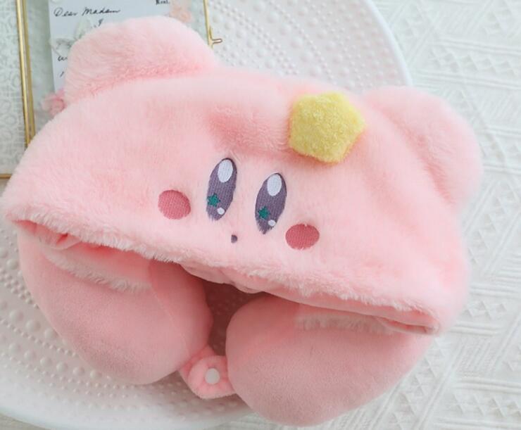 Kirby U-shaped Headrest Pillow Hooded Travel with Hat Blackout Office Cervical