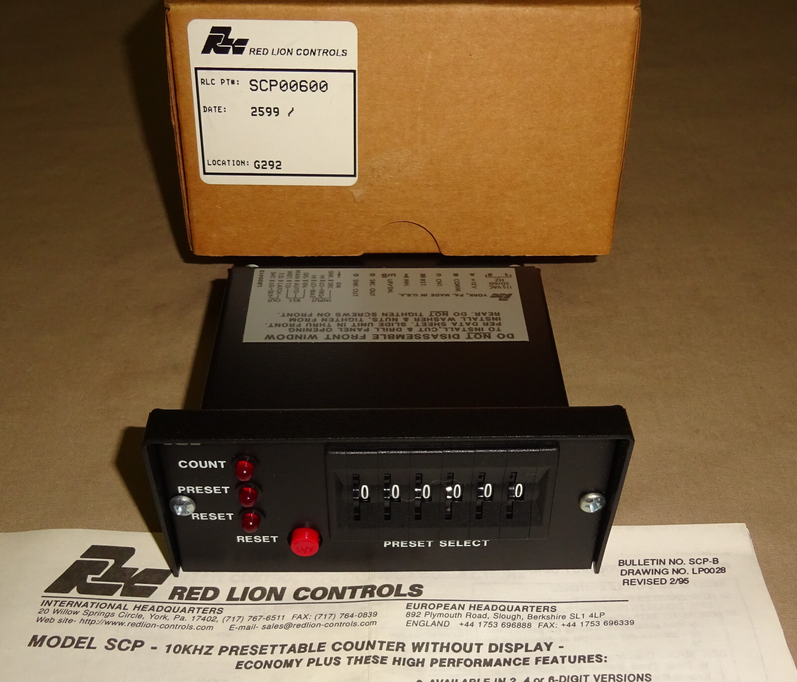 Red Lion Controls SCP00600 Preset Counter SCP 115VAC NEW