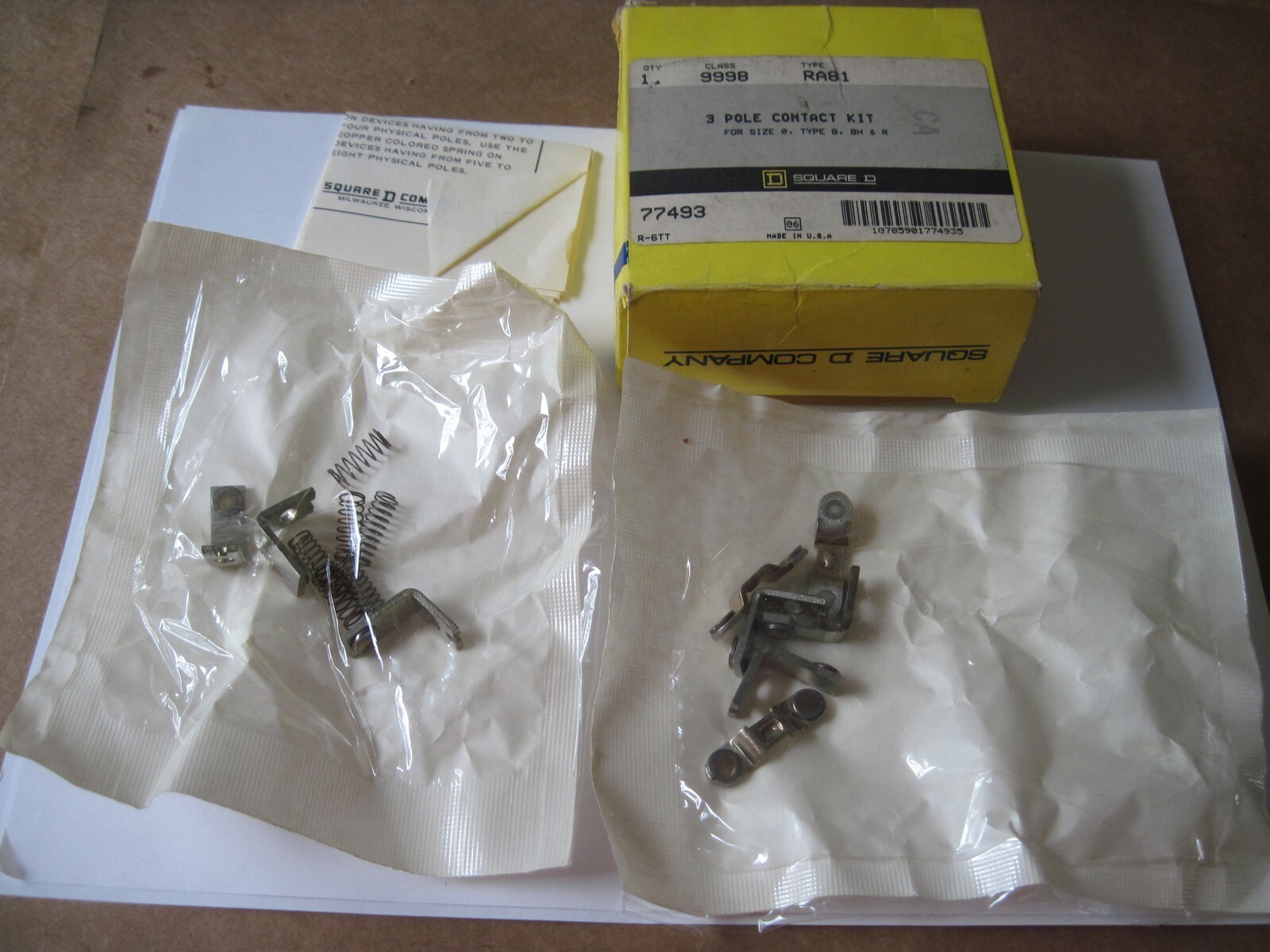Lot of 4 Square D 9998 Contact Kits 77493, 77520, 77521 77460, Full & Partial