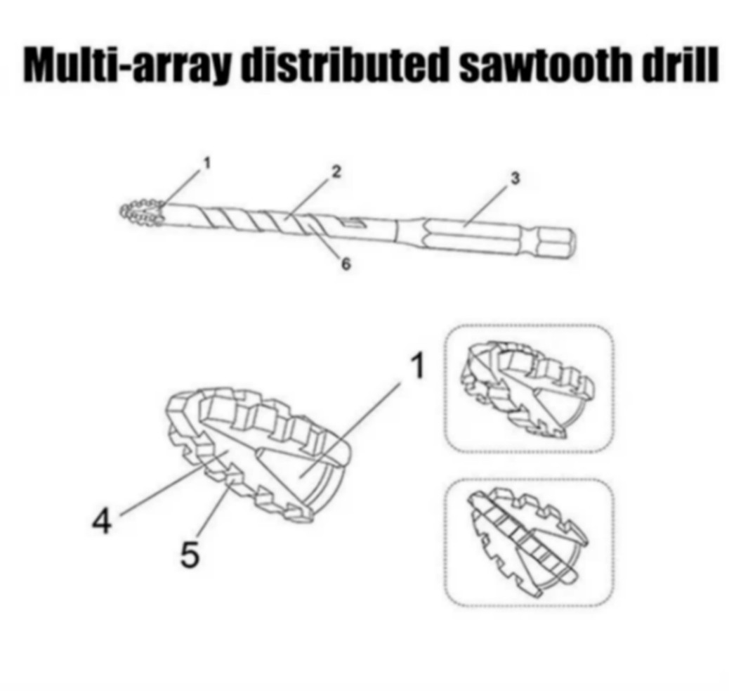 4 Pack Four-Flute Sawtooth Eccentric Drill Bit High Hardness Eccentric Drill Bit