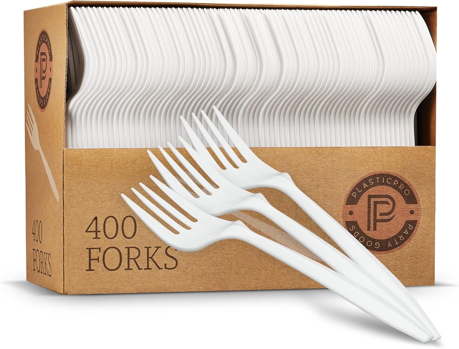 Plasticpro Cutlery 400 Mediumweight White Disposable Plastic Forks