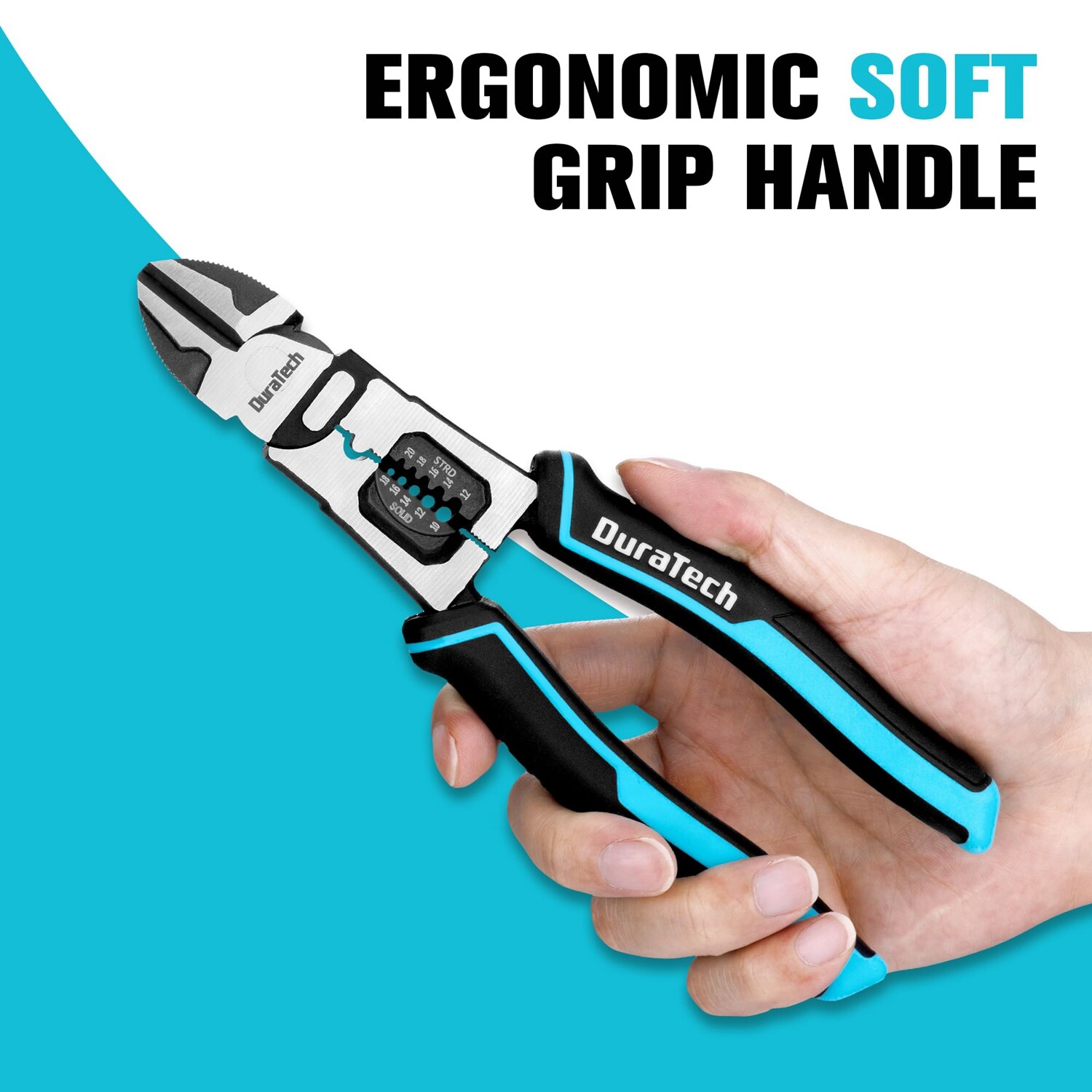 DURATECH 4-in-1 Diagonal Cutting Plier 8" Multifunction Heavy Duty Wire Stripper