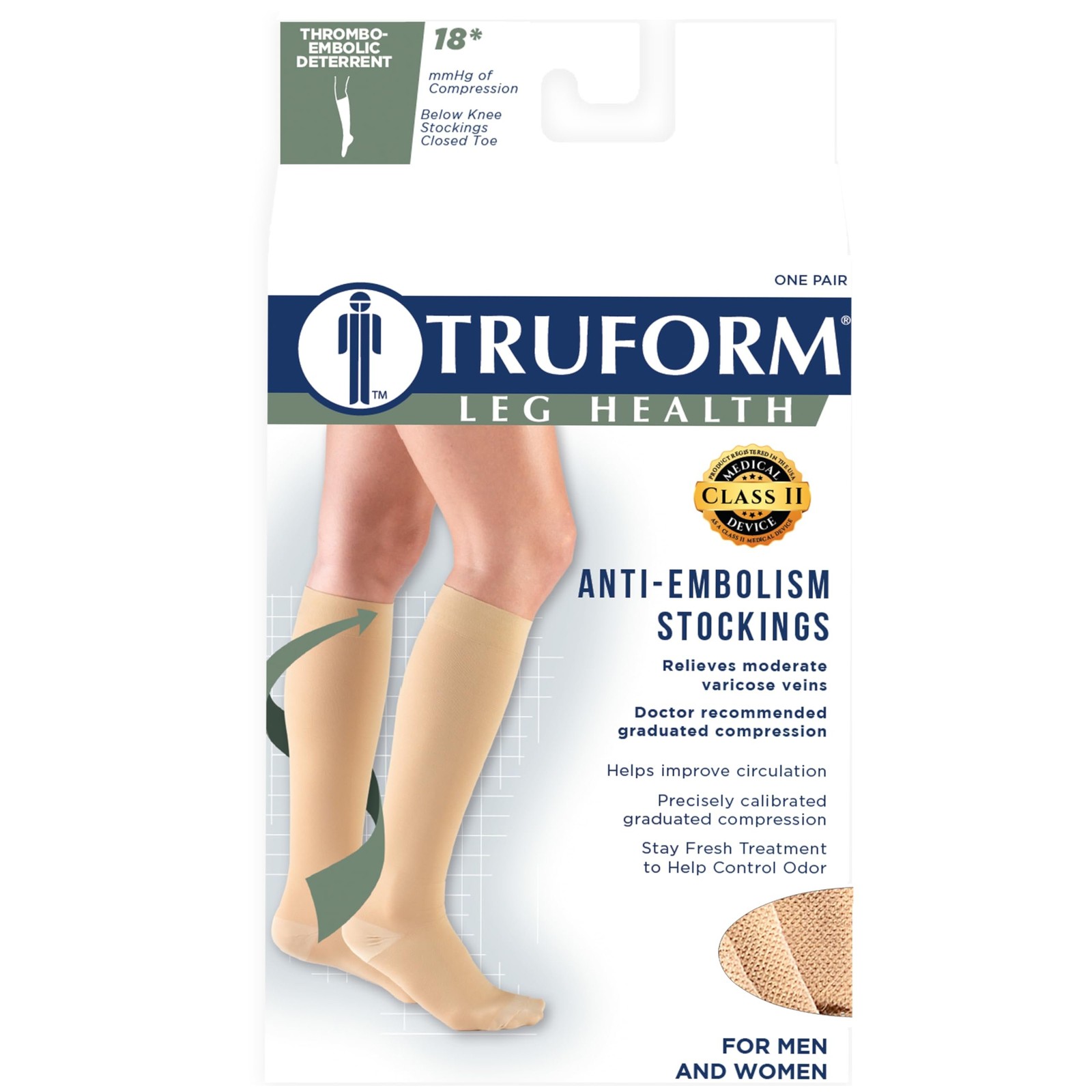 Truform Surgical Stockings, 18 mmHg Compression for Men and Women, Knee High...