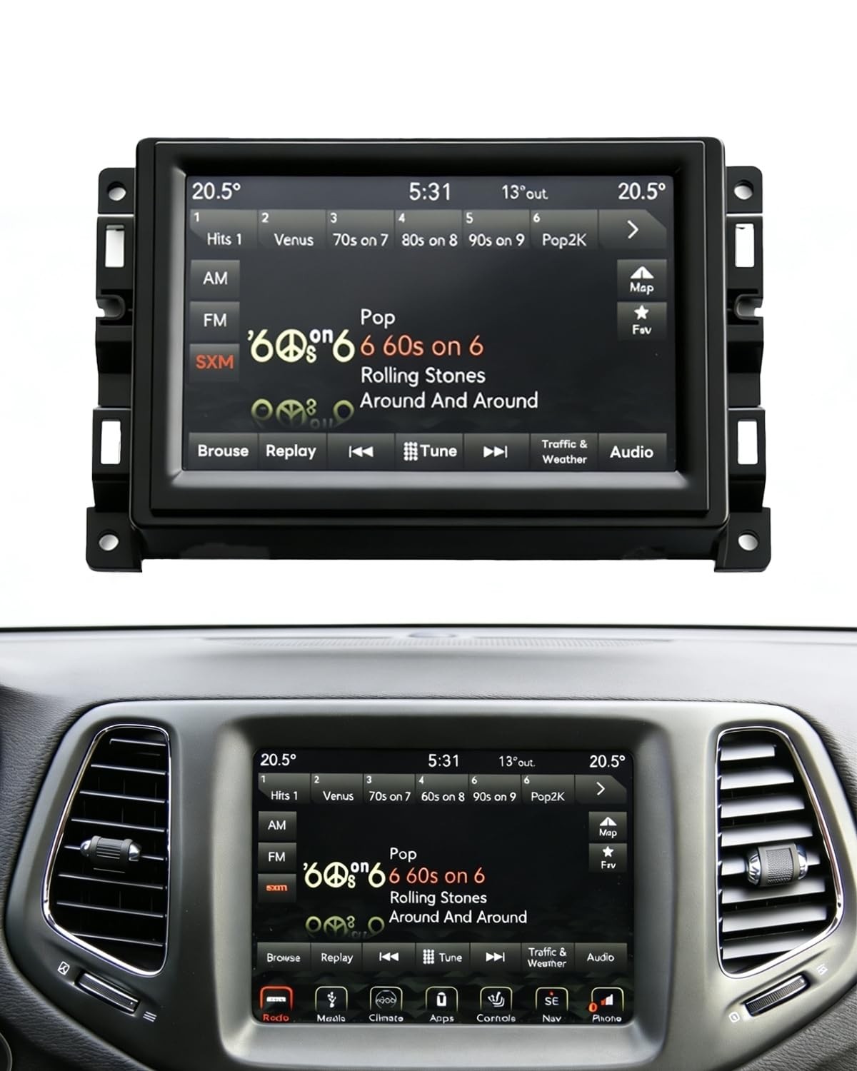 7" Uconnect Screen Replacement LCD Display Jeep Compass Renegade 2017-2021