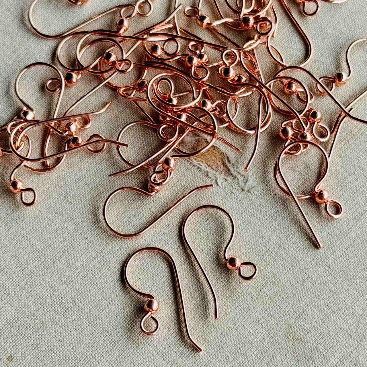 French Hook Ball Earwires 18x10mm 21ga E-Coat Solid Copper Q20 Pair Per Pkg