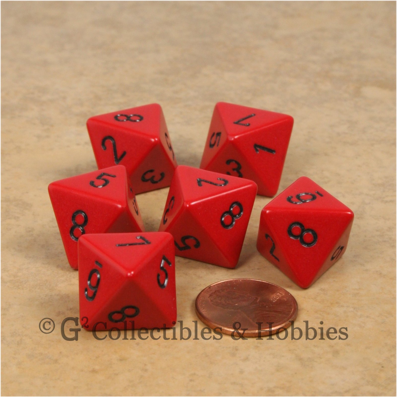 NEW Set of 6 Red with Black Numbers RPG D&D Game Eight Sided Dice Chessex D8s