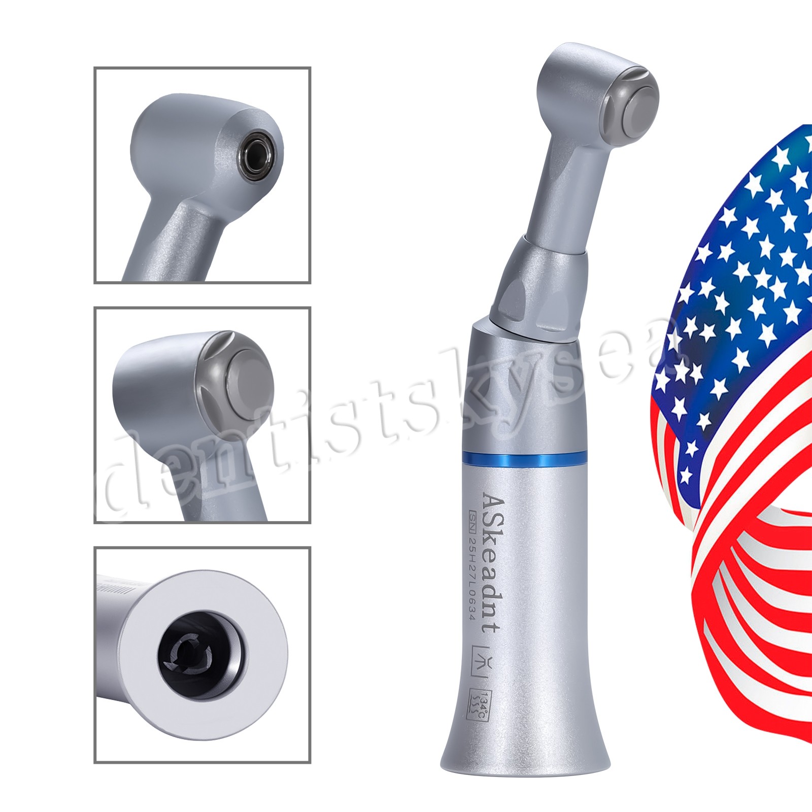 3Pcs Dental 1:1 Low Slow Speed Push Button Contra Angle Handpiece E-type AS