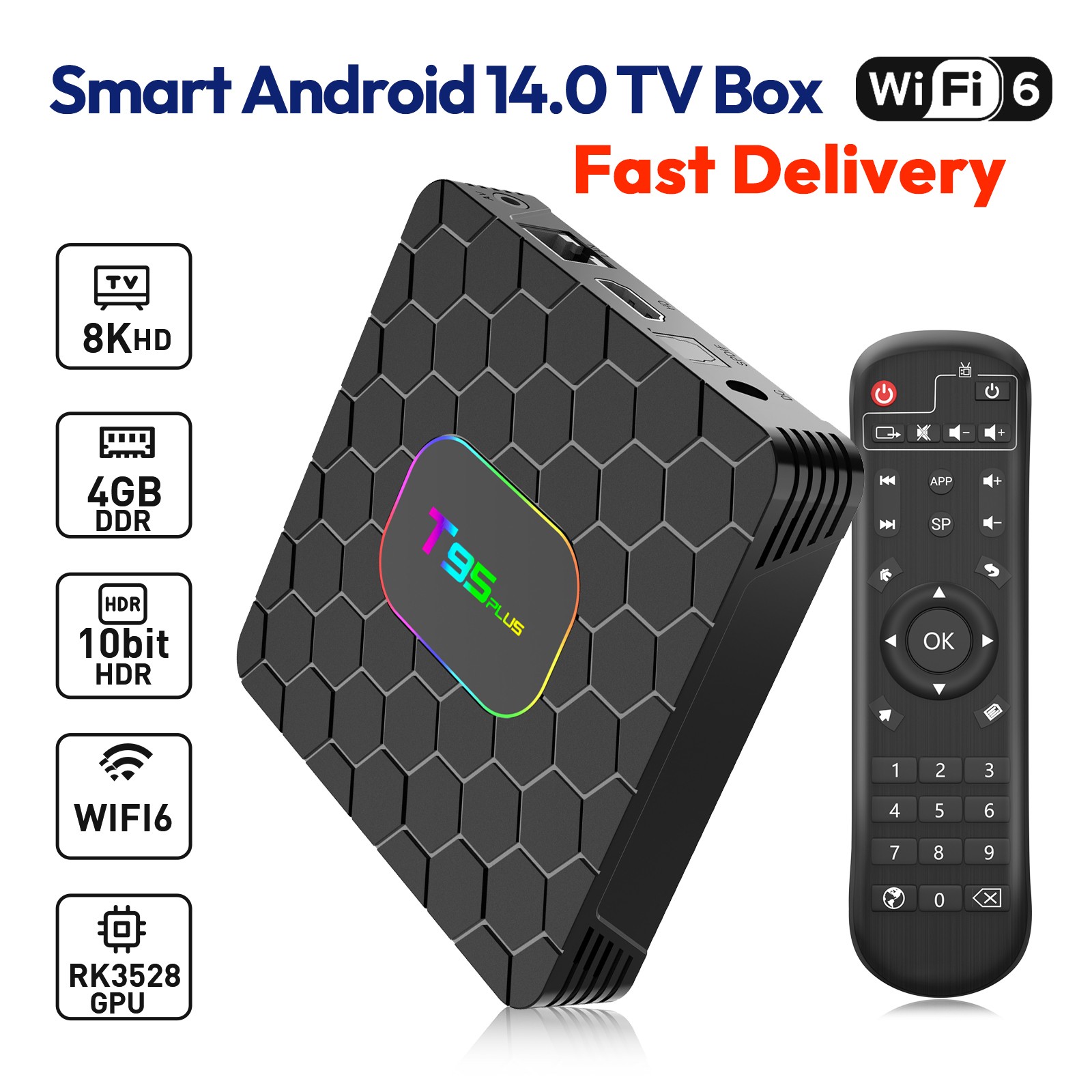 2025 Android14.0 Smart TV Box 128GB 8K HD 5G WiFi6 Bluetooth Media Stream Player