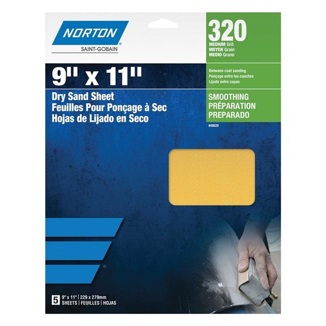 Norton NOR00631 9 x 11 in. Gold Reserve A296 Series Sanding Sheet P180 Grit -...