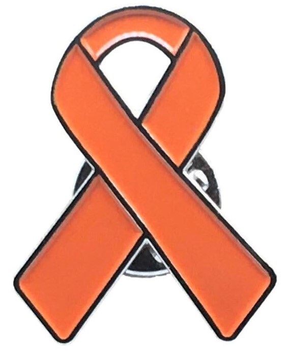 Kidney Cancer Awareness Enamel Ribbon Pin With Clutch Clasp - Made To Last