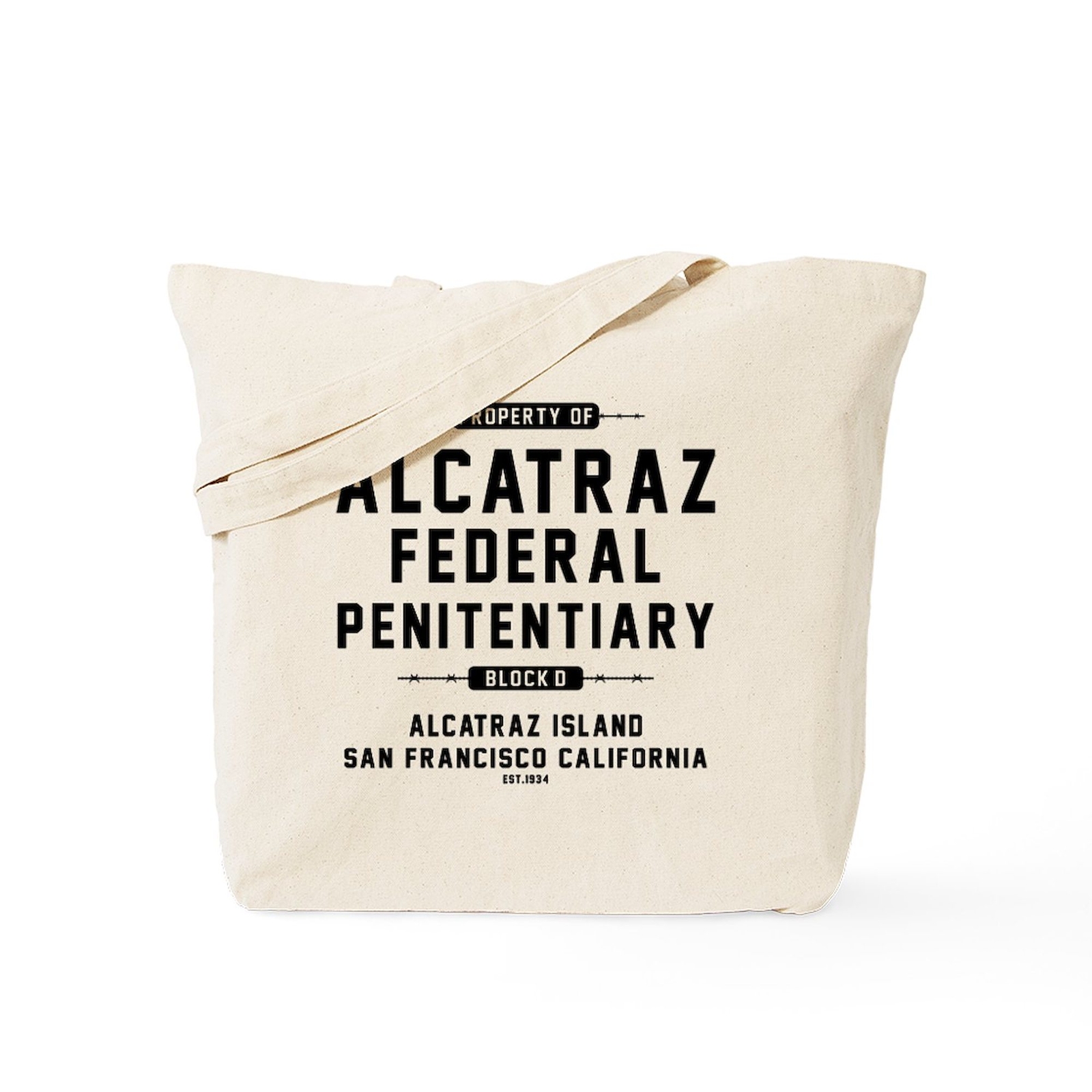 CafePress ALCATRAZ Natural Canvas Tote Bag, Cloth Shopping Bag (632620874)
