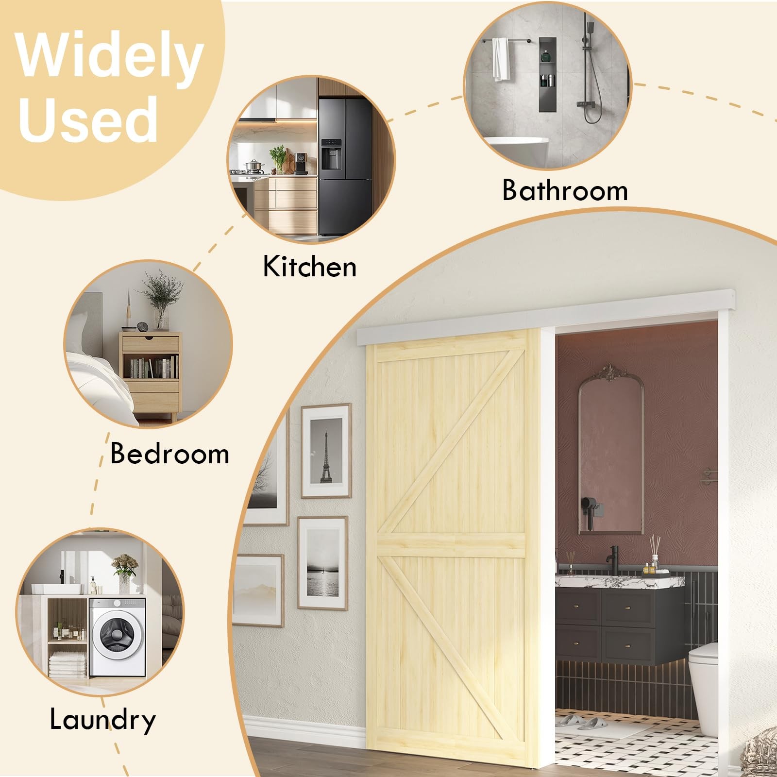 Barnbase 8Ft Sliding Barn Door Hardware Clearance Aluminium Alloy Rail Hardware