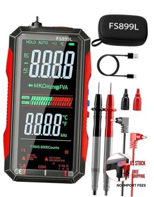 Rechargeable Digital Multimeter 6000 Counts True RMS Smart Tester with 5 Red