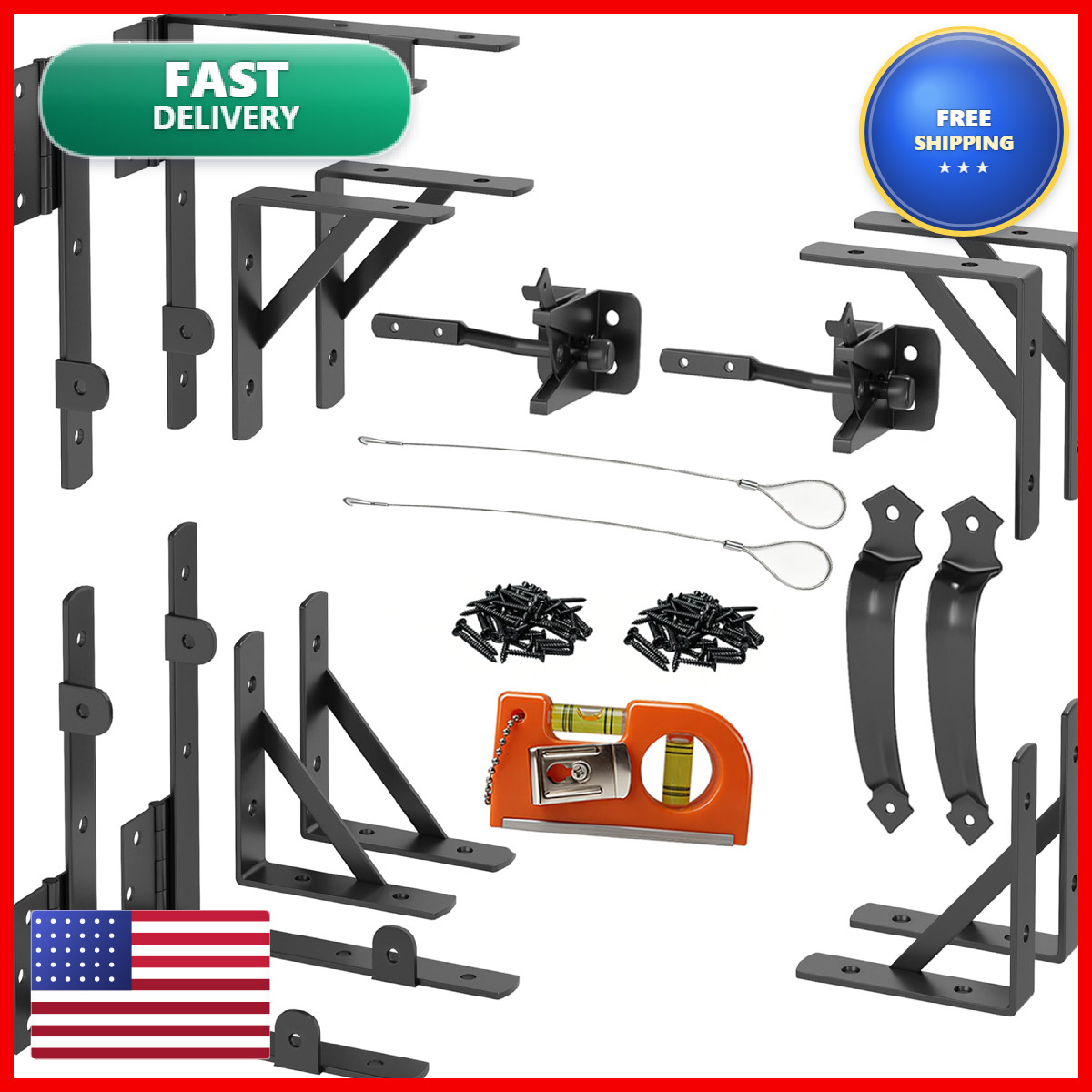 Vanoshome Anti Sag Wooden Gate Hardware Kit Corner Bracket Frame Brace For Wood