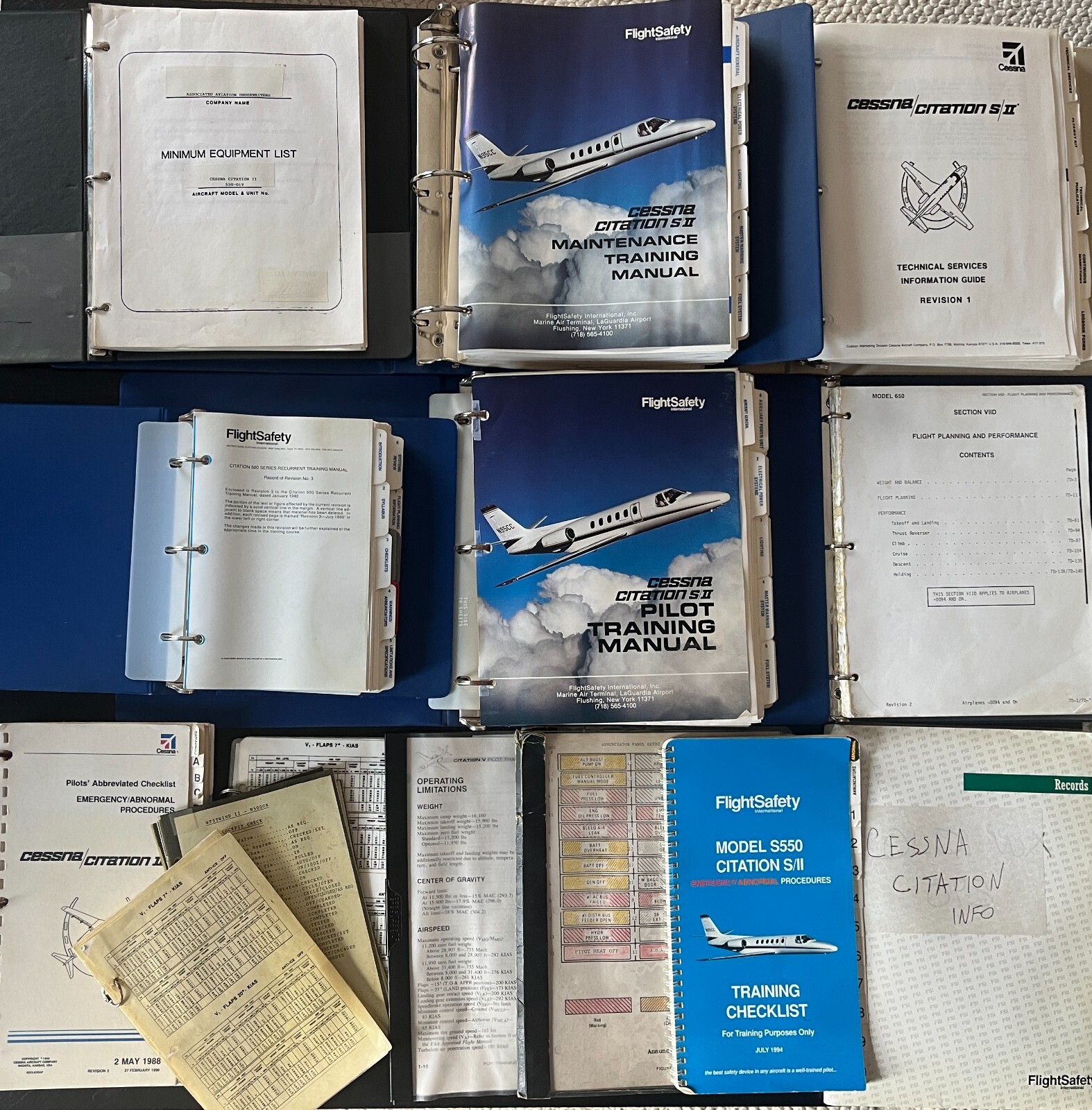 FlightSafety Cessna Citation 500 Series S/II Training Materials Handbooks & MORE