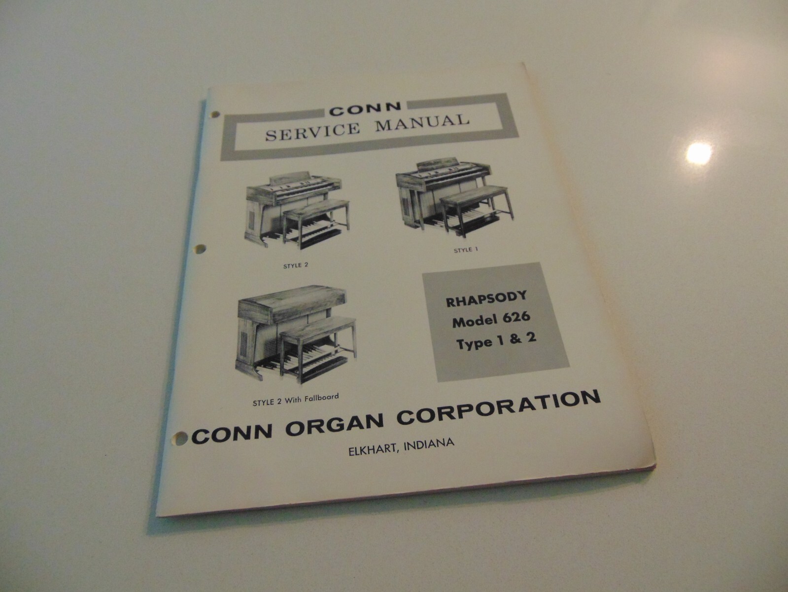 Conn Organ Rhapsody 626 Style 1 & 2 Type 1 & 2 Service Repair Manual Schematics