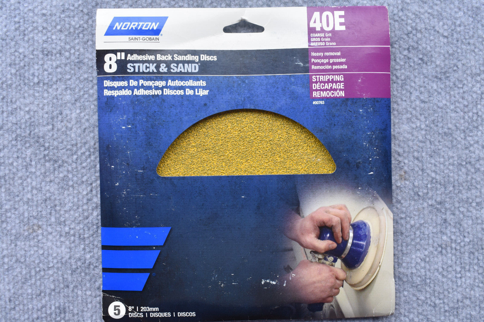 Lot of 10 qty Norton 5 Pack 8" Adhesive Back Sanding Discs  40E Coarse Grit