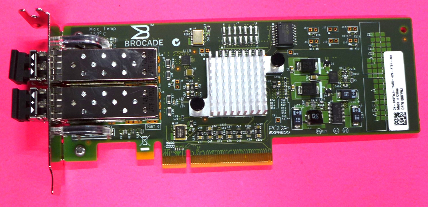 Genuine Dell Brocade 825 8GB Dual Port Low Profile Fibre Channel HBA Card KKYWJ
