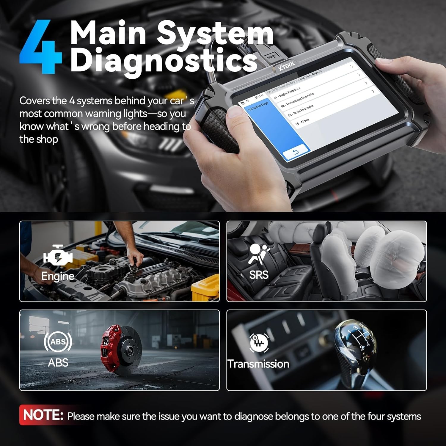 ➡️XTOOL OBD2 Scanner D5S Engine ABS SRS Transmission Diagnostic Tool 16 Resets