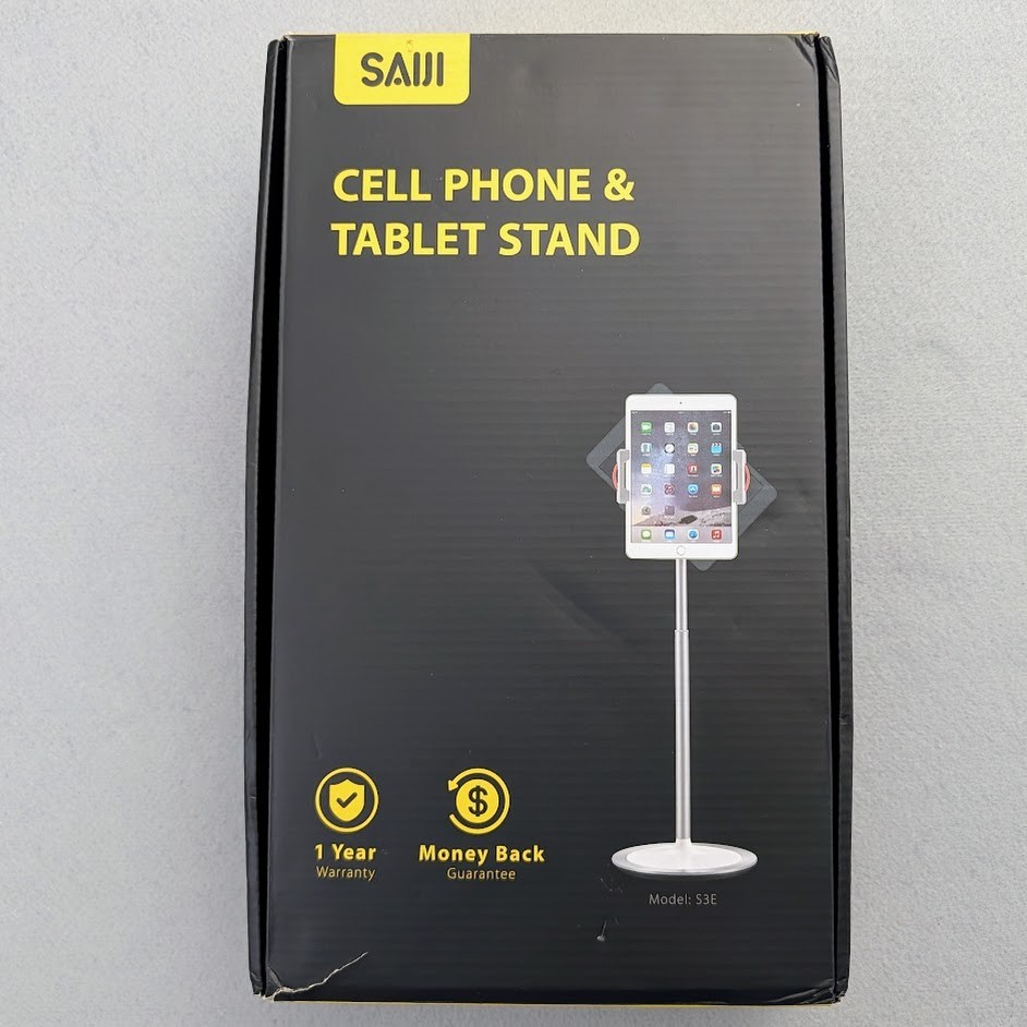 SAIJI S3E Adjustable Silver Cell Phone Tablet Floor Stand Holder 360° Rotating