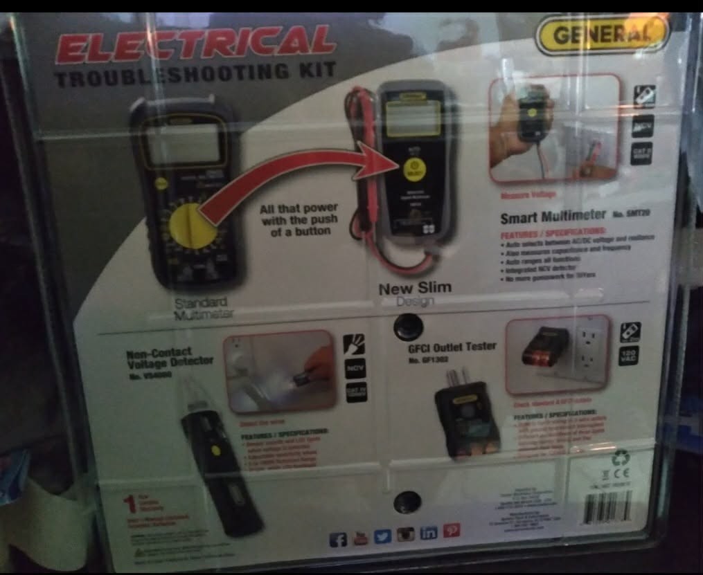 General Electrical Troubleshooting Kit Smart Multimeter + Voltage Tester + GFCI