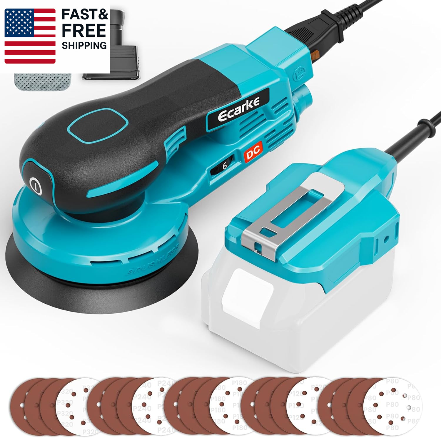 5-Inch Random Orbital Sander Compatible with Makita 18V Battery, 350W Brushless