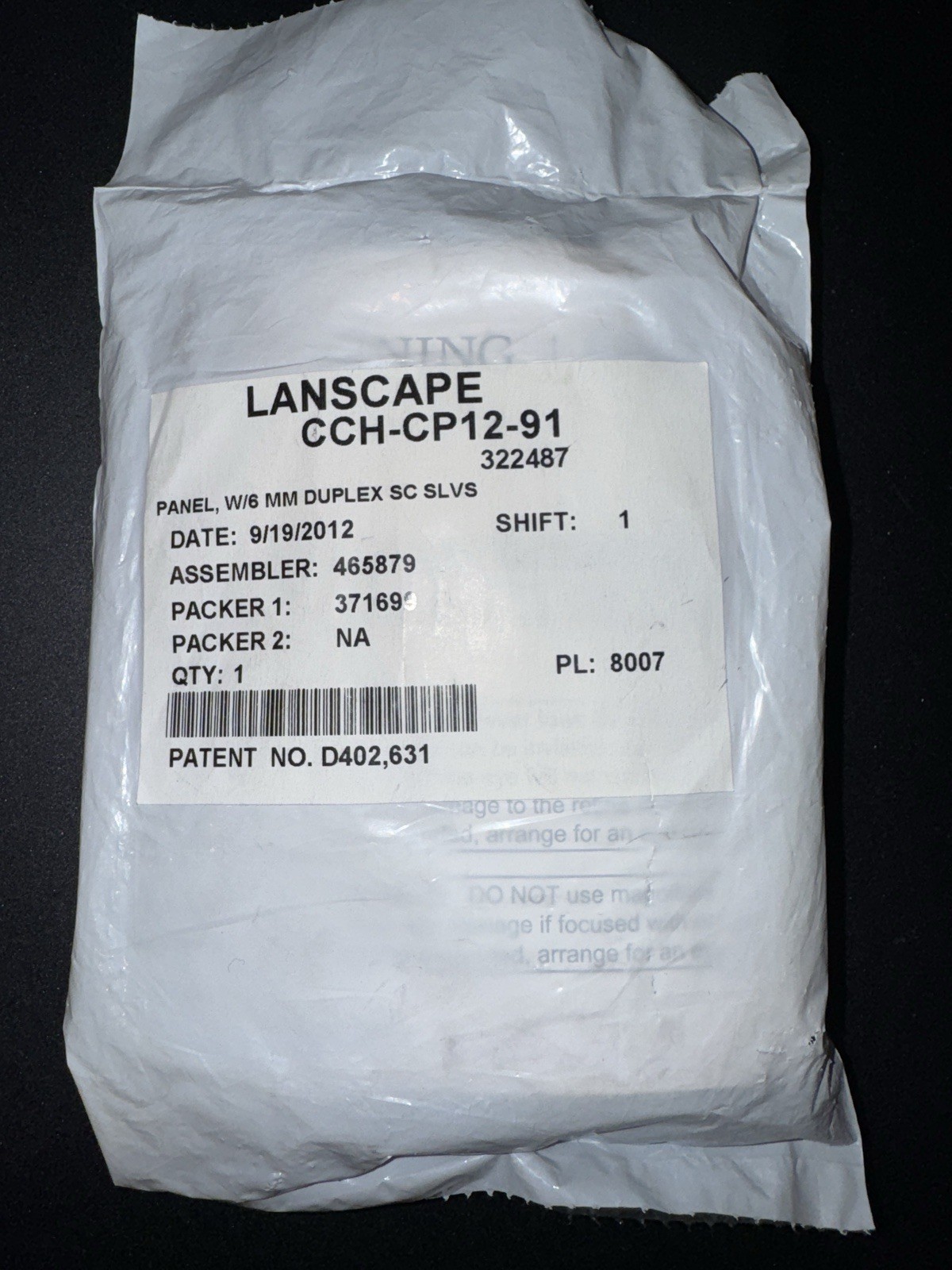 LANSCAPE CCH-CP12-91 Fiber Adapter Panel 6 Duplex MM