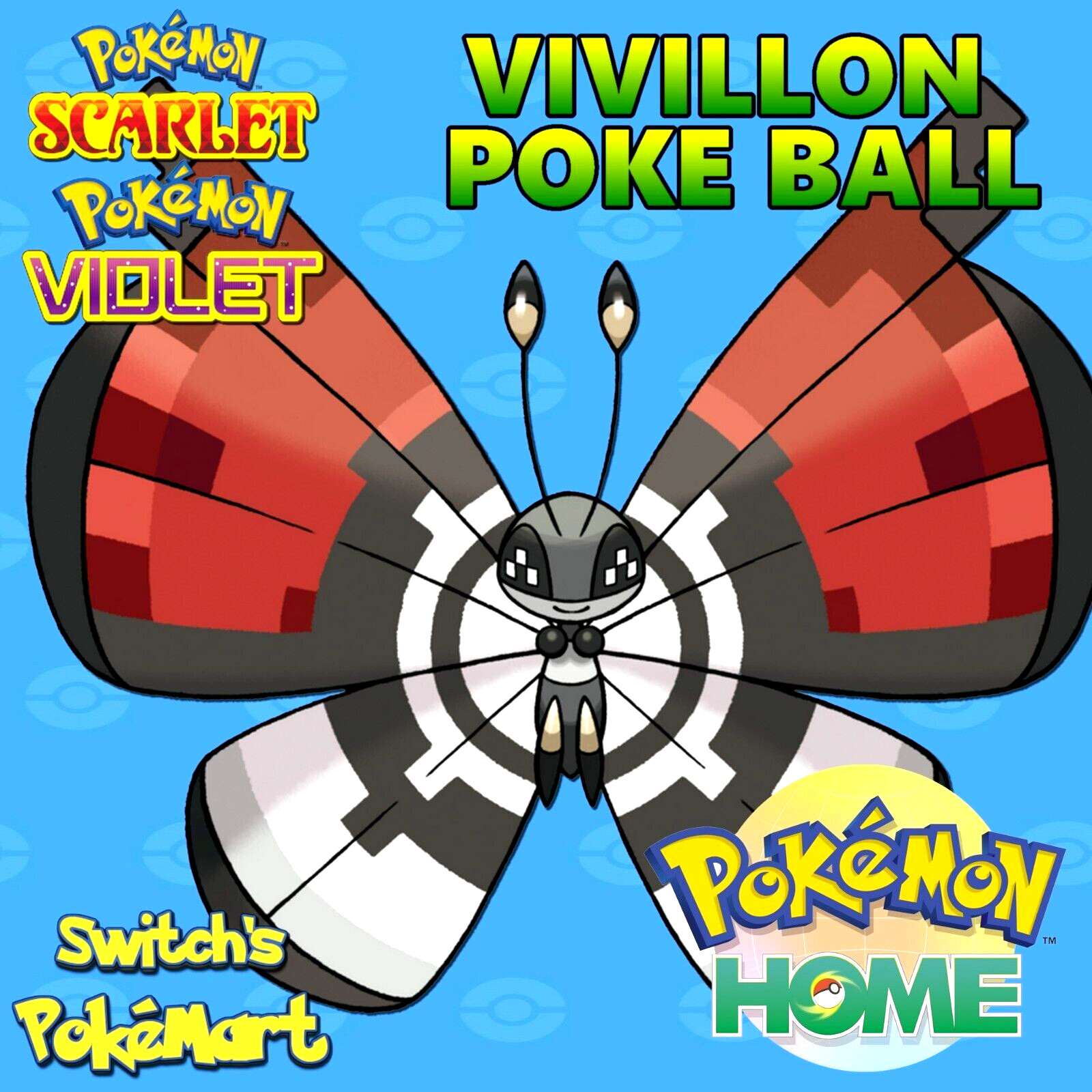 ✨ Vivillon Pokeball Male Event Untouched✨Scarlet  Violet ZA Pokemon Home🚀