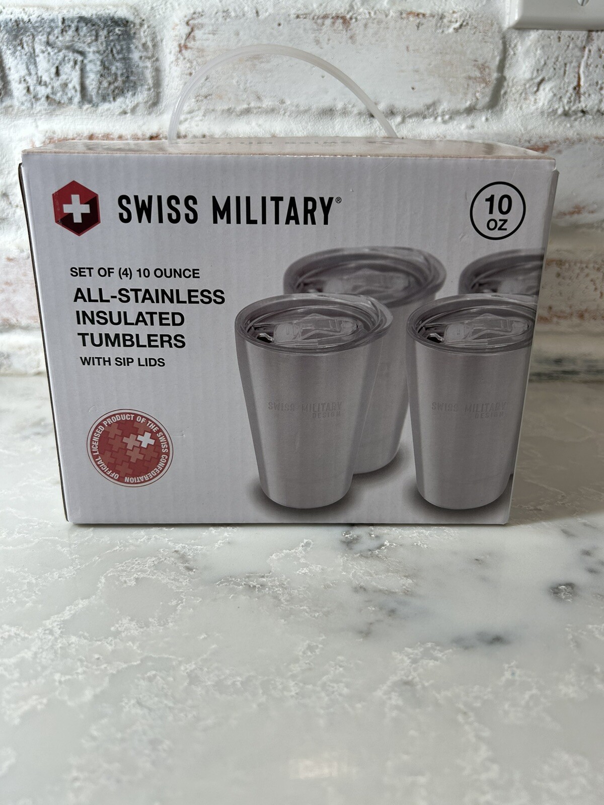 Swiss Military 10 oz. Stainless Steel Insulated Tumblers W/ Lids Box Of 4 New