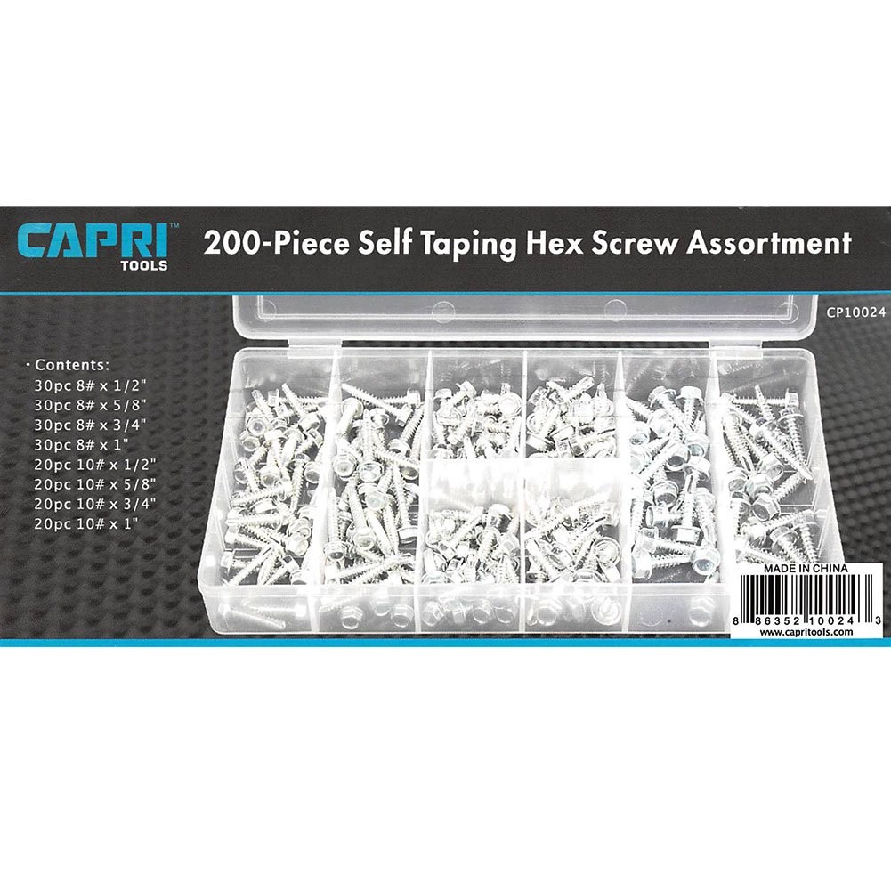 10024 Hex Self Tapping Screw Assortment 200piece Silver Model Number Cp10024
