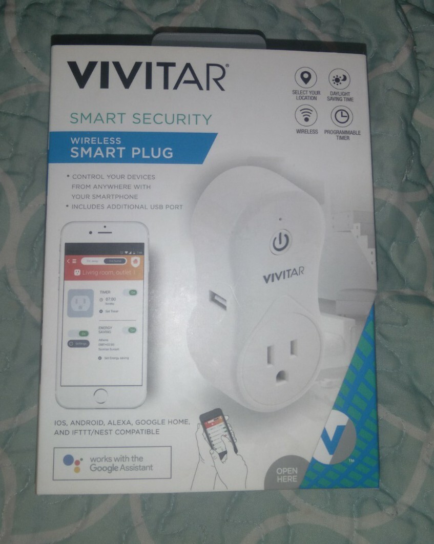 Vivitar Wireless Wi-Fi Remote Plug w/ Smart Home Security System App/USB Charger