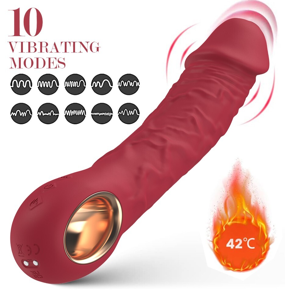 2IN1 XL Big Dildo Vibrator with 10 Strong Vibrating Heating Sex Toys for Women