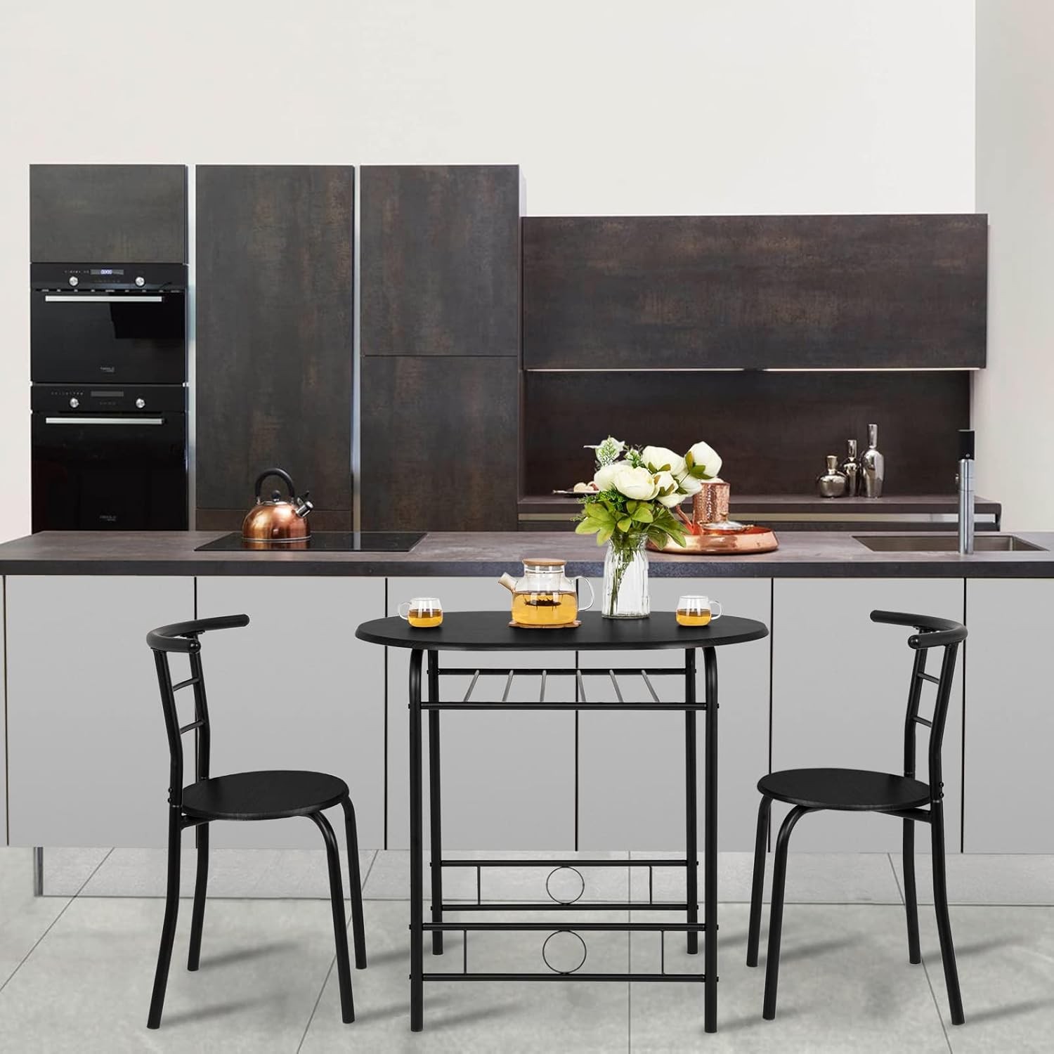3 Piece Dining Set Small Kitchen Table Set for 2 Breakfast Table Set