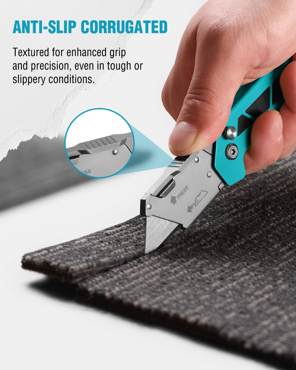 Folding Utility Knife Blue RustResistant Box Cutter Warehouse Tools 10 Blades