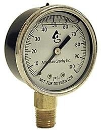 Water Well Pump Liquid Filled Side Lower Mount Pressure Gauge 0 to 100 PSI, 1/4"