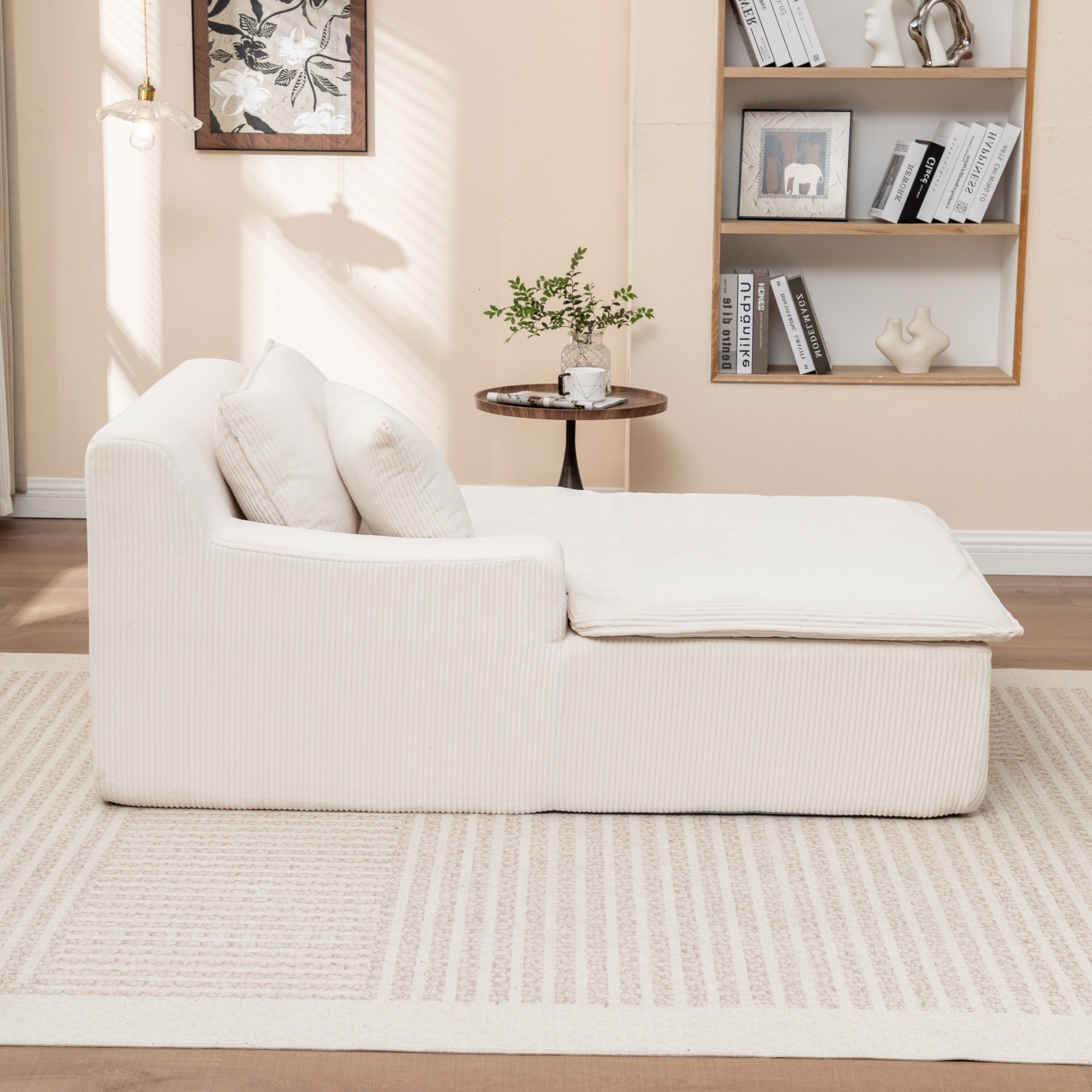 Modern Single Upholstered Chaise Lounge Chair w/ Right Armrest for Living Room