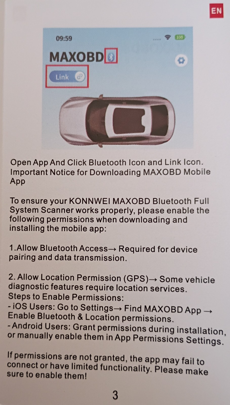 KONNWEI MAXOBD OBD2 Scanner Bluetooth Car Diagnostic Tool Code Reader