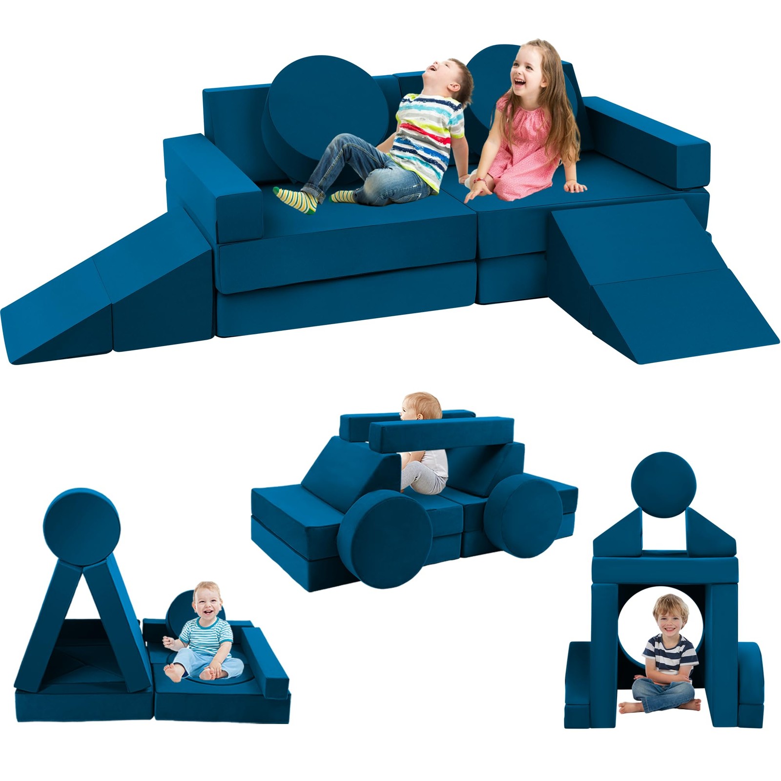 Couch Sofa Modular - 18pcs Children Couches Building Fort, Convertible Foam P...