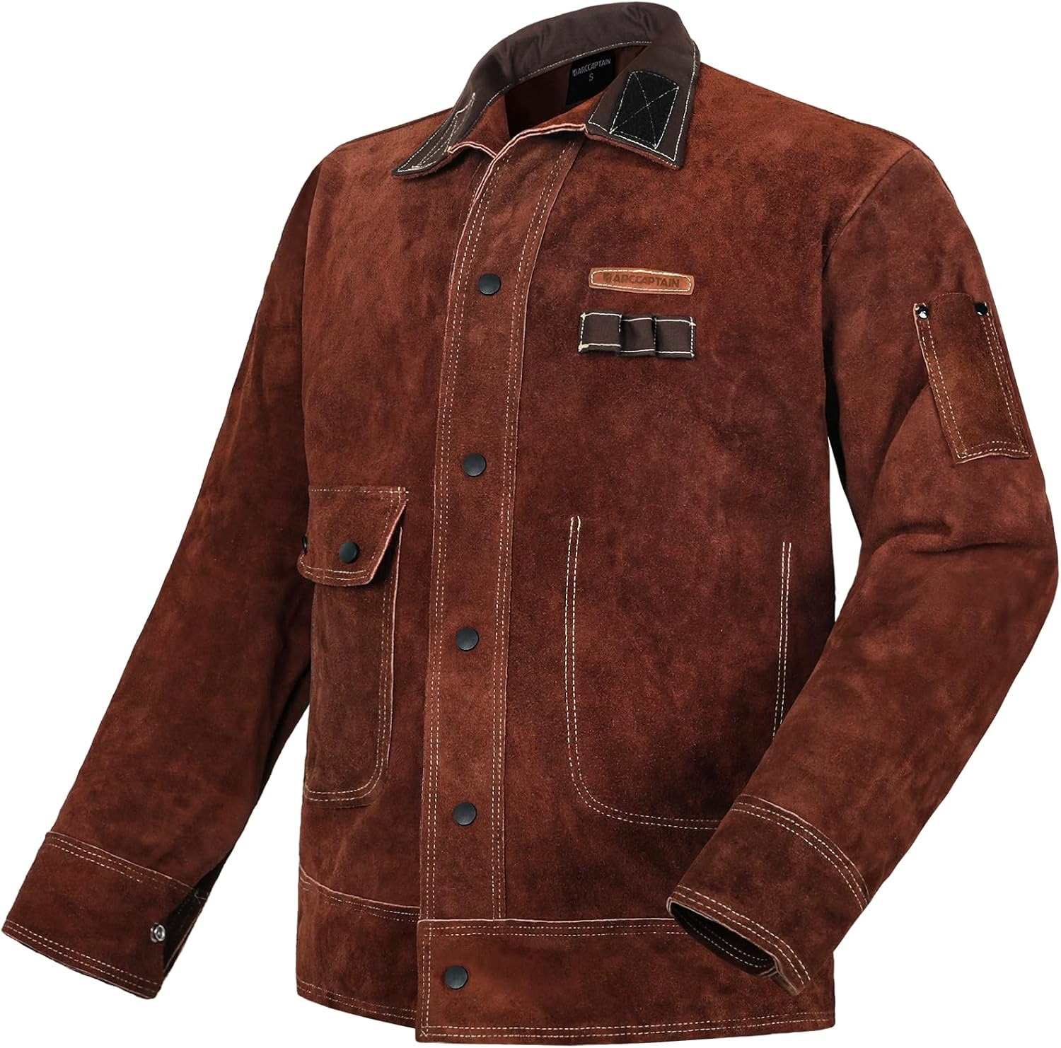 ARCCAPTAIN Leather Welding Jacket, Heavy Duty Welder Jackets with Flame Resistan