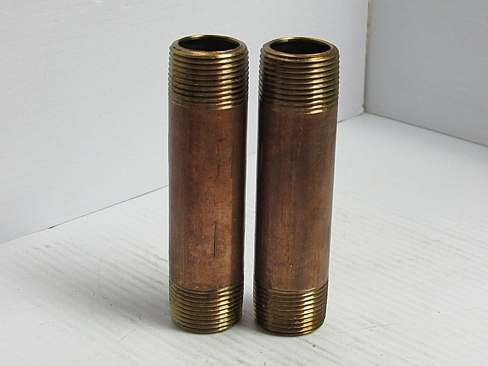 NEW LOT OF 2 NO NAME BRASS PIPE NIPPLE 1"NPT 5"L THREADED