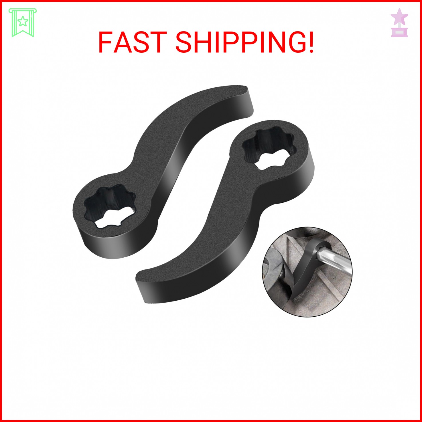 SQEJWSI 2Pcs Pry Bar Wrench Adapter & Ratchet Pry Bar Attachment for 1/2" 8pt Sq