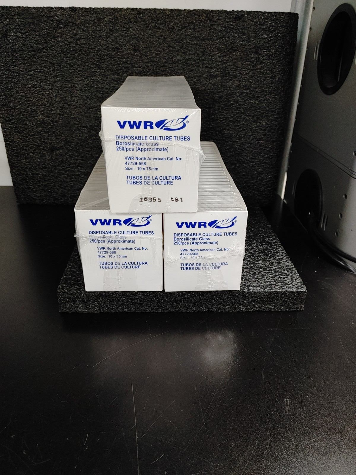 Lot of 3 VWR 47729-568 10x75mm Disposable Borosilicate Glass Culture Tubes