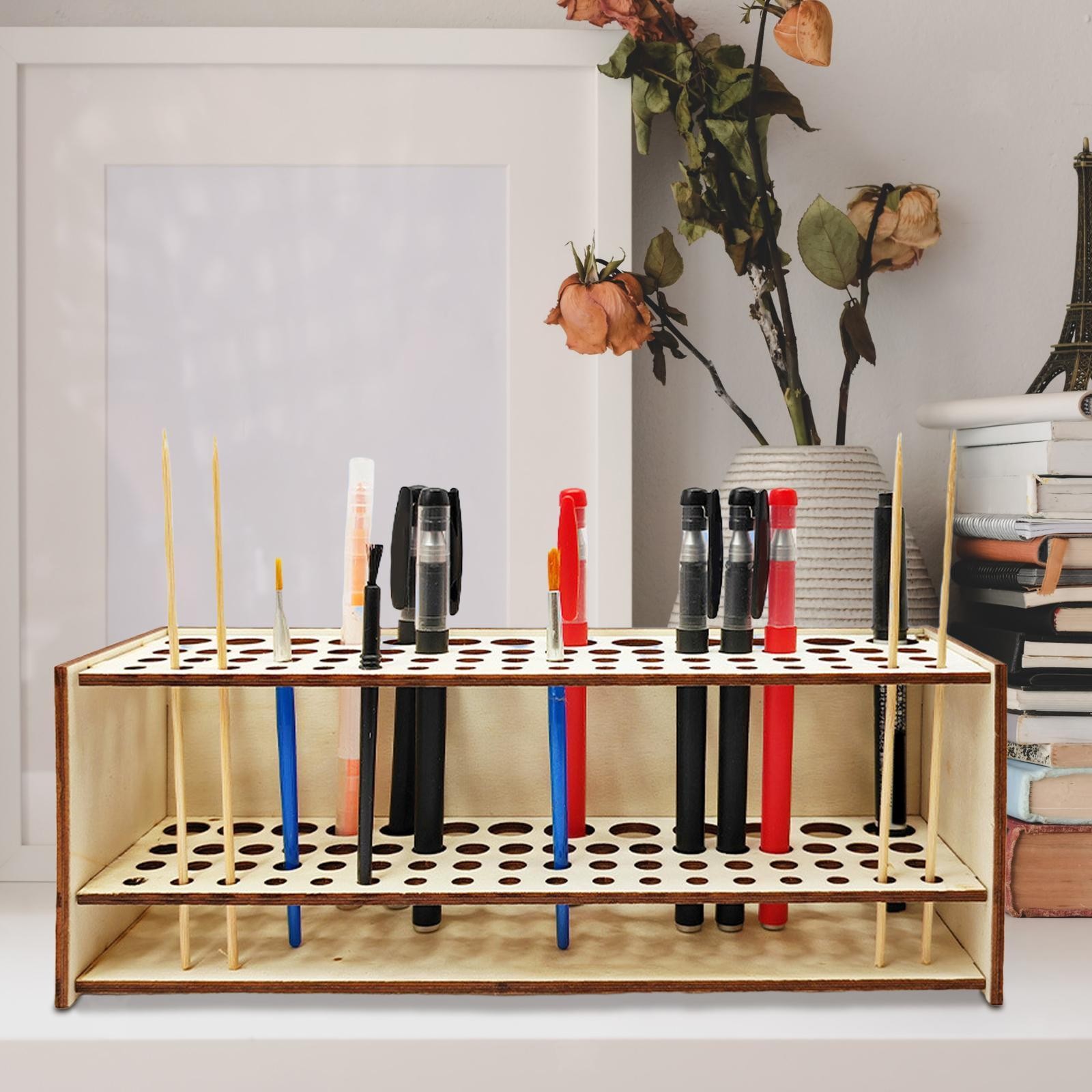 Paint Brush Storage Rack DIY Art Supplies 67 Brushes Stand