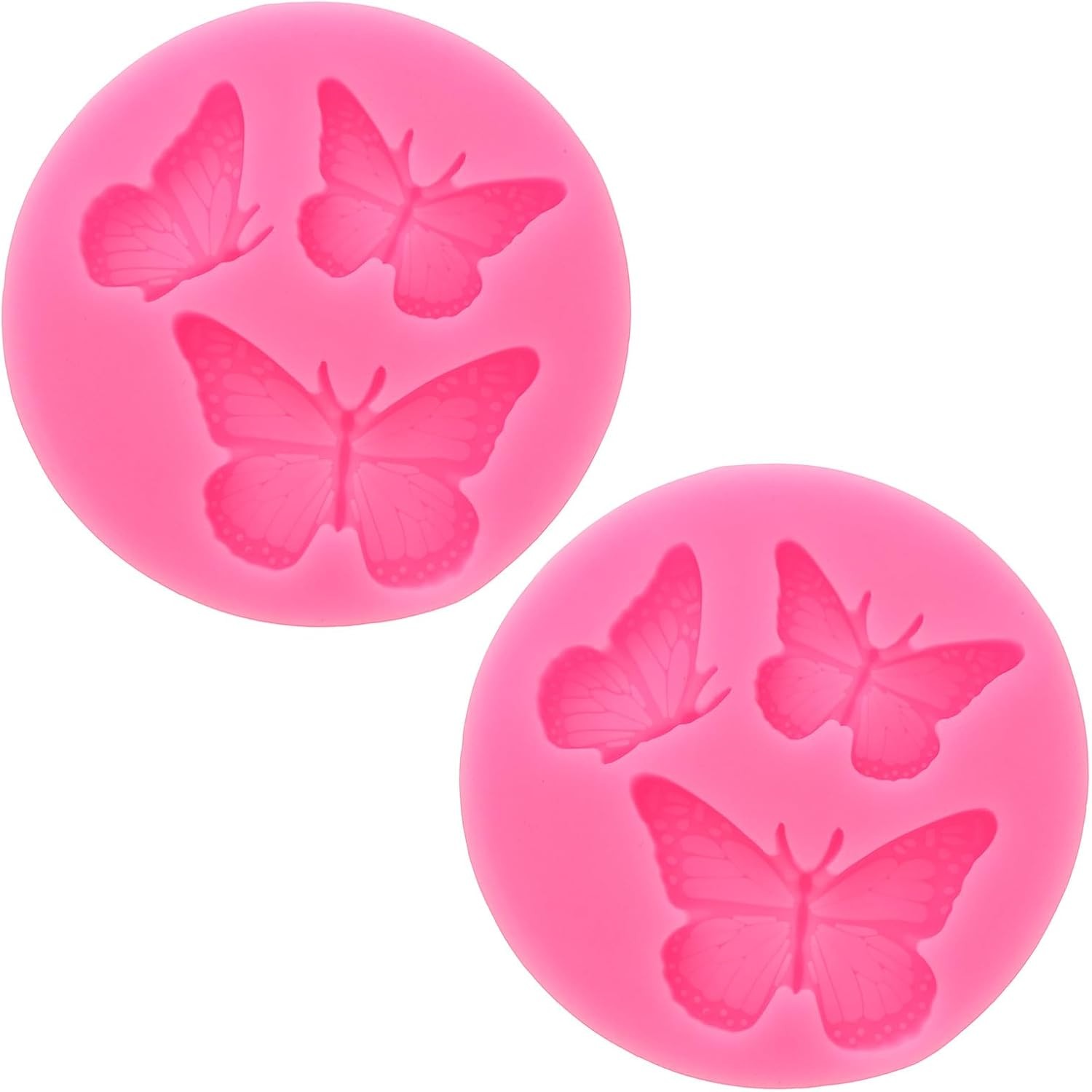PATIKIL 2pcs Polymer Clay Mold, Mold Fondant 3 Butterfly Pink