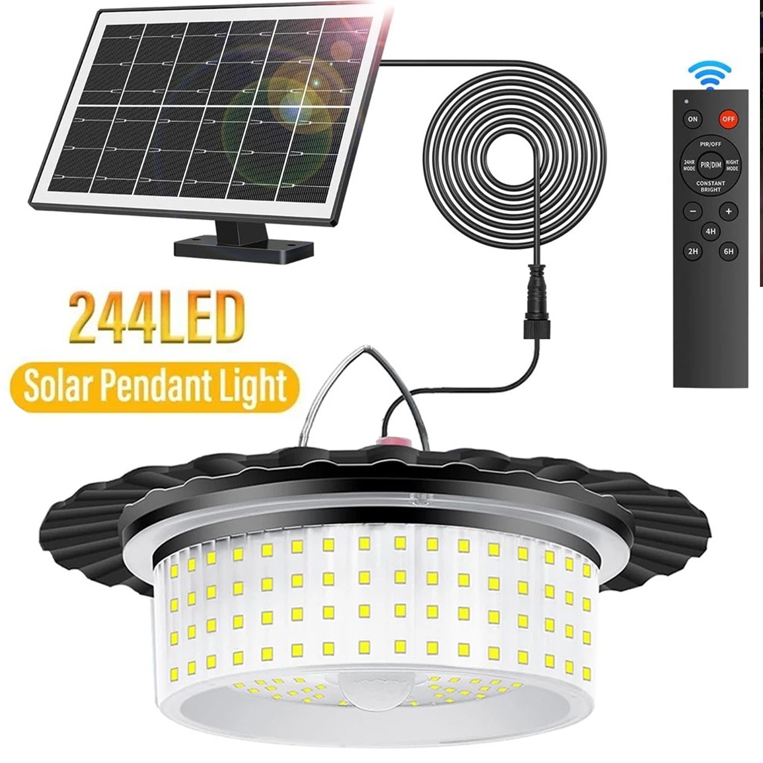 Solar Pendant Light Outdoor&Indoor Hanging Light Waterproof for Barn Shed Garden