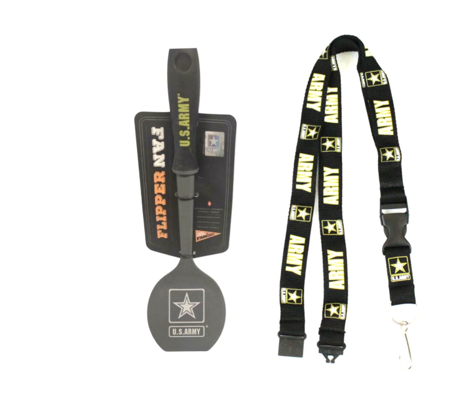 2 PC SET US Army Nylon Spatula Pancake Flipper BBQ and Army Lanyard Both New