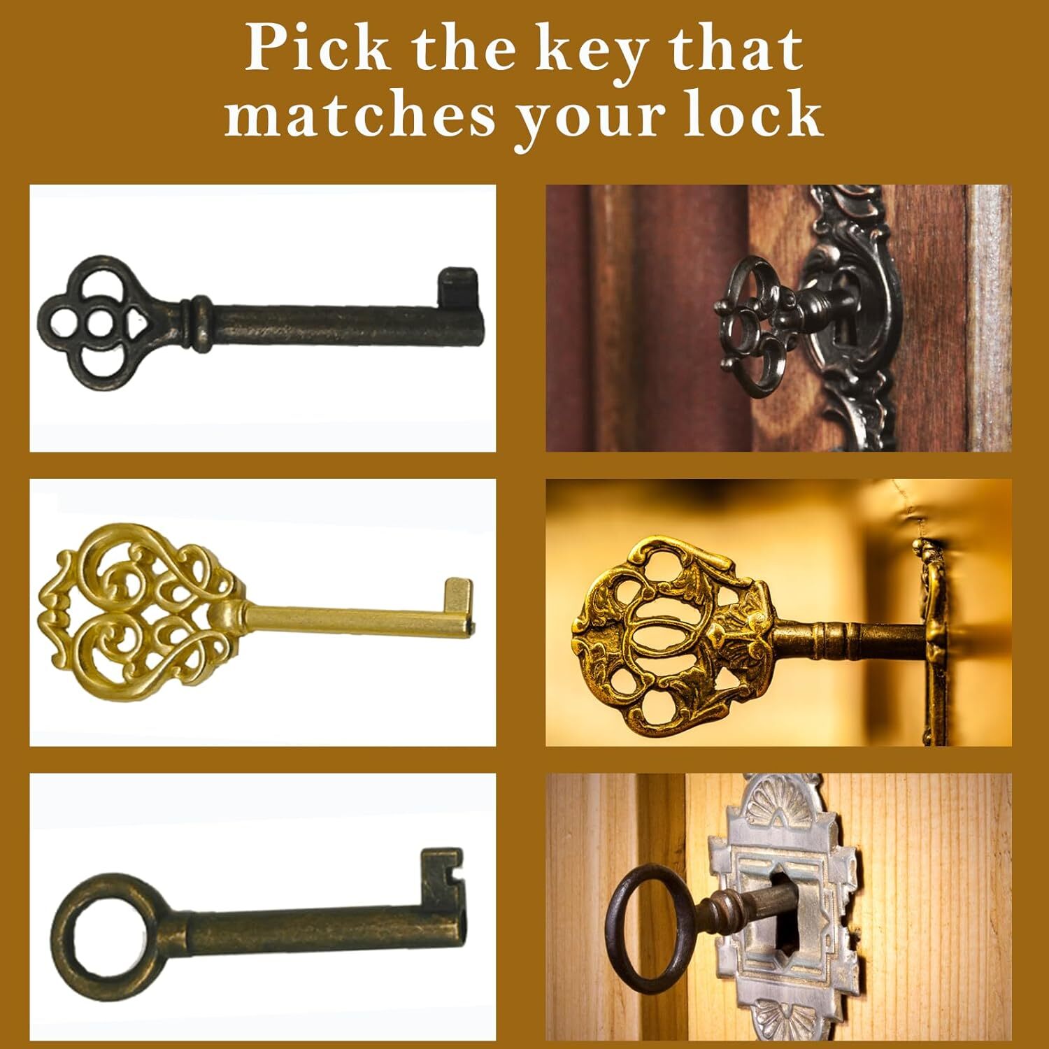 19PCS Universal Skeleton Keys Replacement Hollow Barrel Skeleton Keys Set